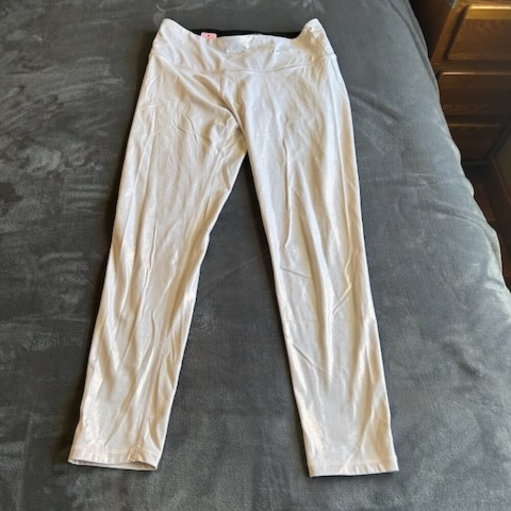 Victoria’s Secret Sport knockout tight shimmery White leggings woman large EPC